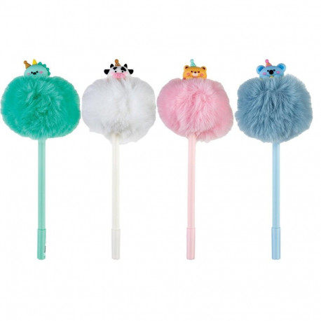 BALL PEN BLUE INK 0.7MM PARTY POMPOM