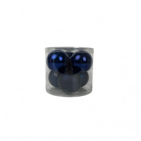 BAUBLES PLASTIC CHRISTMAS BLUE D8CM 6PCS