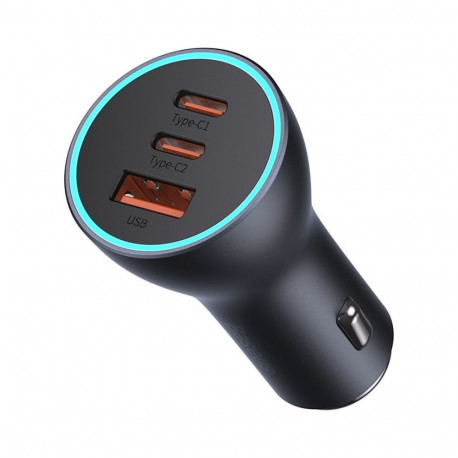 Baseus Golden Contactor Pro car charger  2x USB-C  1x USB  65W (gray)
