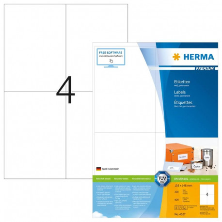 HERMA etiketid Premium A4 105x148mm matt paber 800pcs, valge