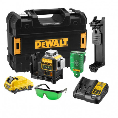 Dce089d1g laser krzyż wiązka zielona, pion-pozi, aku, kufer