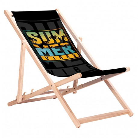 Outdoor Furniture - GreenBlue GB183 Classic Beech Deck Chair 110 kg Capacity Summer Vibes