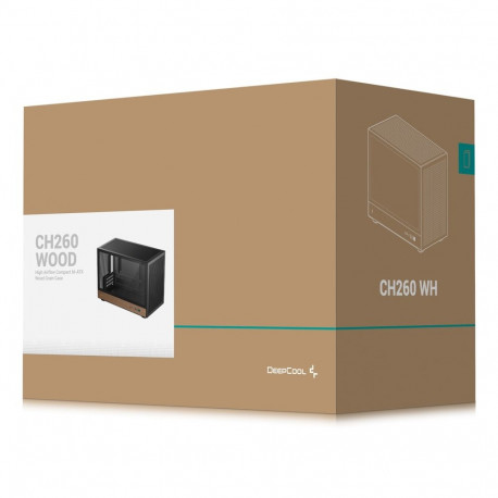 Computer Case - DeepCool CH260 WOOD Micro Tower, Supports Liquid Cooling, Black