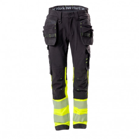 HW Nordic stretch ripptaskutega vööpüksid must Hi-Vis kollane 44