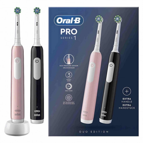 BRAUN Oral-B Pro Series 1 elektriska zobu birste duo  roza/melna D 305.513 DUO (8001090915191)