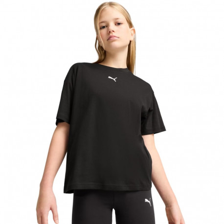 Koszulka dla dzieci Puma Ess Centered Cat Logo Boxy Tee czarna 685131 01 128cm