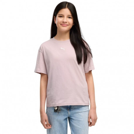 Koszulka dla dzieci Puma Ess Centered Cat Logo Boxy Tee różowa 685131 49 140cm