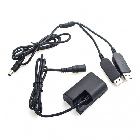 Caruba Canon LP E6 Full Decoding Dummy Batterij + 5V 2A Dubbele USB kabel