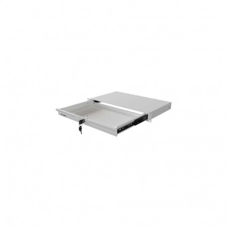 19" Rack Cabinet Drawer, 1U, 270 mm, Grey, 1U / 483 x 270 mm, Load Capacity up to 30 kg
