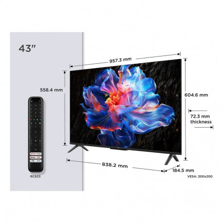 TCL teler P6K 43P6K 109.2cm (43") 4K Ultra HD nutikas Wi-Fi, metallik