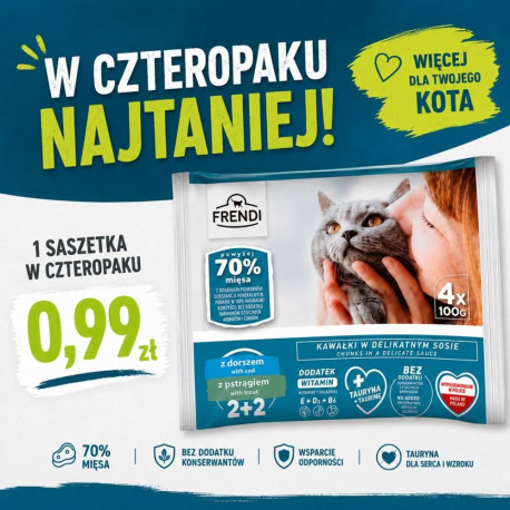 FRENDI märg kassitoit tursk ja forell kastmes karbis 4x100g