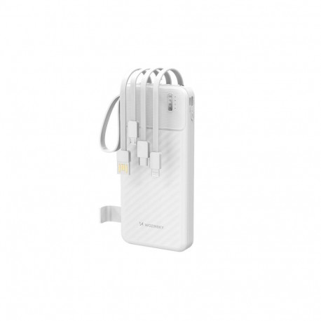 Wozinsky W11-W 10000mAh 10W Powerbank with Built-in Cables and Flashlight White