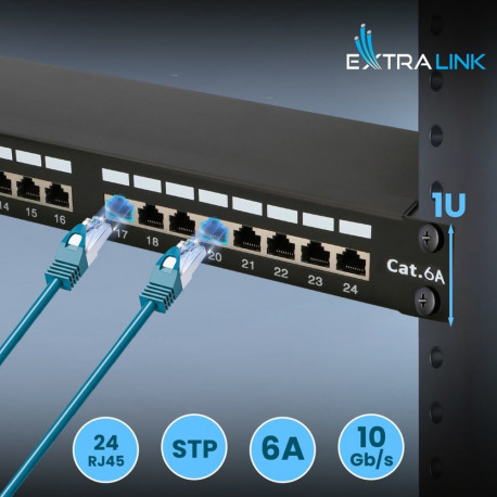 Extralink patch-paneel CAT6A STP 24-pordiline