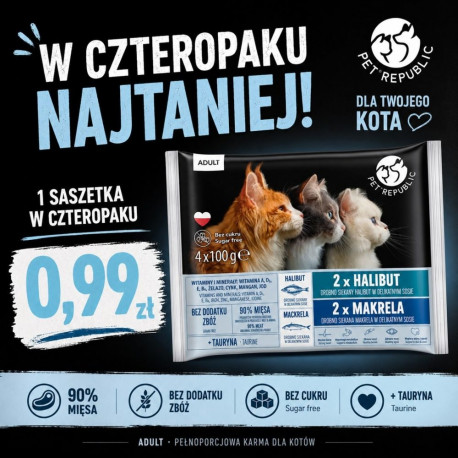 PETREPUBLIC Adult Halibut and mackerel box – wet cat food – 4x100g