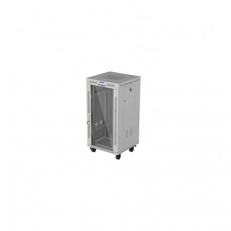 19-inch 22U floor-standing rack cabinet, 600x600, glass door, LCD (flat-pack), grey