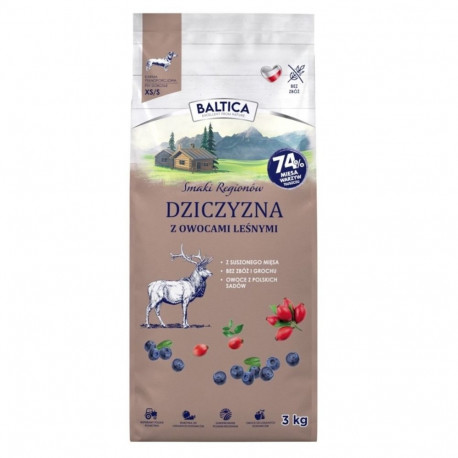 BALTICA kuiv koeratoit regioonide maitsed hirveliha metsamarjadega väiketõugudele 3kg