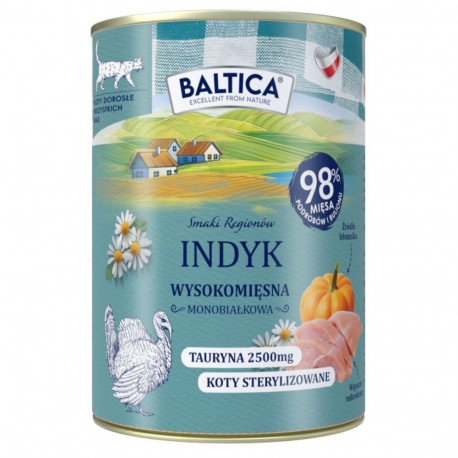 BALTICA märg kassitoit Smaki regionów ainult kalkuniga 400g