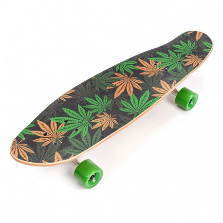 Meteor Cannabis 22595 Skateboard – green, brown and orange