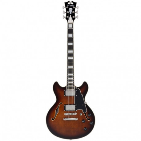 D'Angelico elektrikitarr Premier Mini DC, pruun burst
