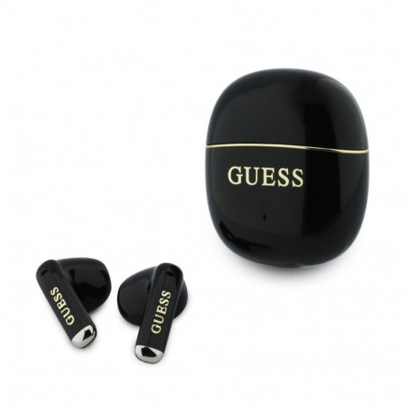 Guess Gold Line Glossy Classic Logo TWS Wireless Earphones Black Gold