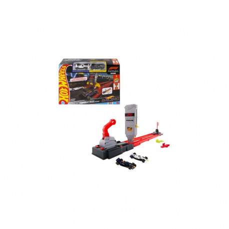 Hot Wheels City Racing Formula 1 Grid Start Track Set & 2 Die-Cast F1 Cars in 1:64 Scale