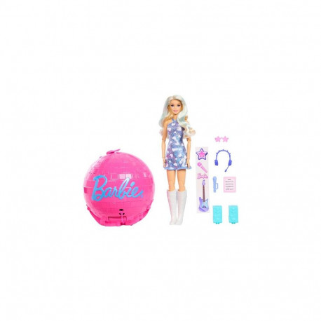 Barbie Team Roll and Reveal Pop Star Doll and Accessories with Blonde Fashion Doll, 8 Surprises &amp