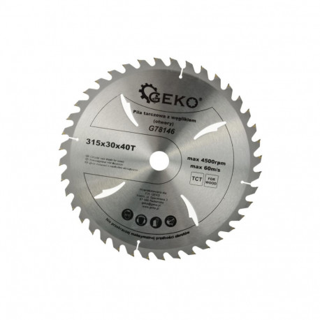 Geko Circular Saw Blade G78146, 315mm, 30mm, 40T, high-quality steel core, cooling holes