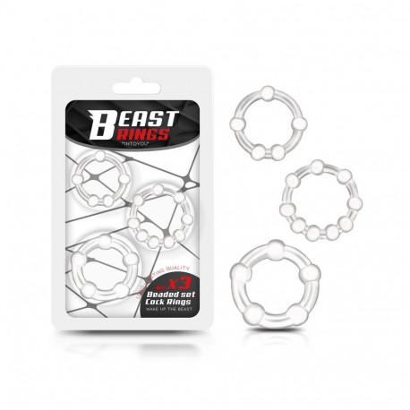 Set of 3 Penis Ring Beaded Flexibles Clear