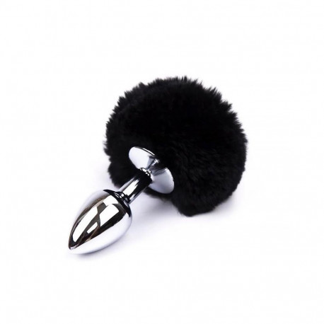 Butt Plug with Pompon Black Size S
