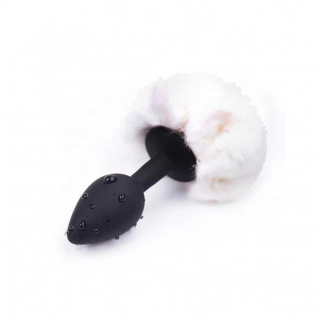 Butt Plug with Pompon White Size S