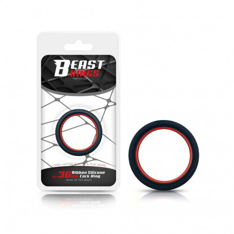 Penis Ring 100% Solid Silicone 3.6 cm Red and Black
