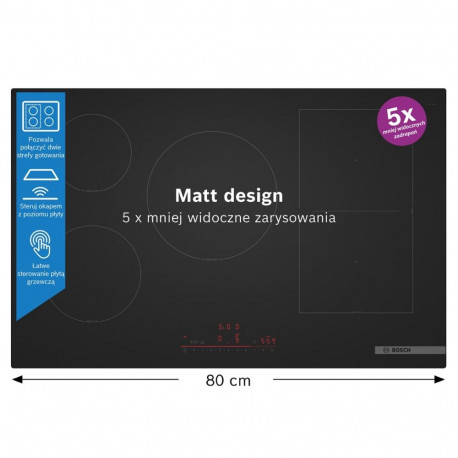 Bosch Serie 6 PVW81CHB1E hob Black Built-in 80 cm Zone induction hob 5 zone(s)