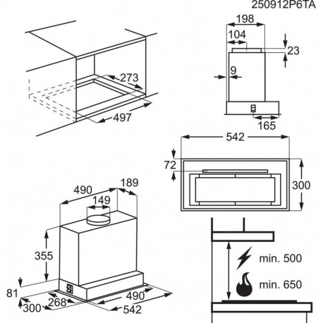 Kitchen Hood - Electrolux LFG825K 430 m³/h, 3 Speed Settings, 85.1% Grease Filter Efficiency, Black