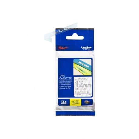Brother | TZe-135 Laminated Tape | White on Clear | TZe | 8 m | 1.2 cm