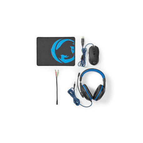 Nedis GCK31100BK 3-in-1 Gaming Combo Set (Headphones, Mouse and Mouse Pad) / black/blue