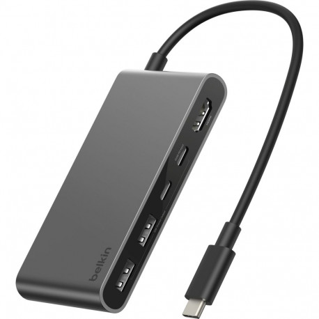 Belkin Connect 5-in-1 USB-C Hub kahdella USB-C-portilla, hopea