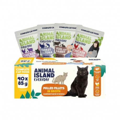 ANIMAL ISLAND märg kassitoit Everyday fileedid puljongis karbis 40x85g