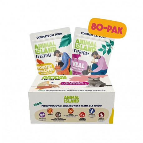 ANIMAL ISLAND Everyday Fillets Poultry with liver and Veal Box - wet cat food - 80x85g
