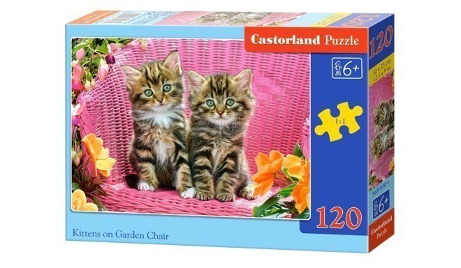 Puzzle 120 pcs Kittens on a garden chair