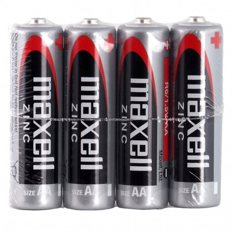 Battery - Maxell R6 4TAC 1.5V Zinc-Carbon For Clocks Radios Calculators Remote Controls Black