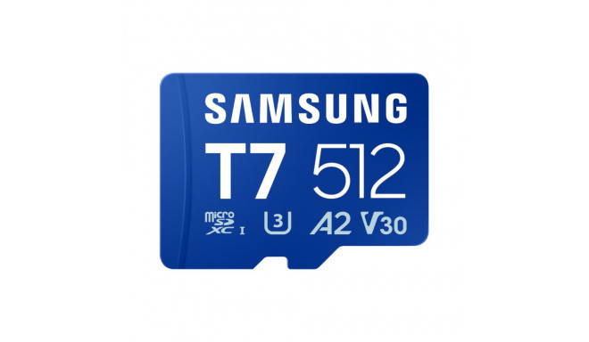 Samsung microSDXC kaart T7 512GB UHS-I Flash memory class U3, V30, A2