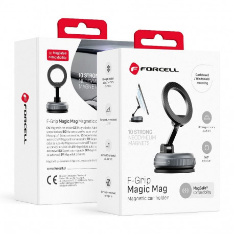 FORCELL Magic Mag Magnetic Suction Cup Phone Holder Compatible with MagSafe black