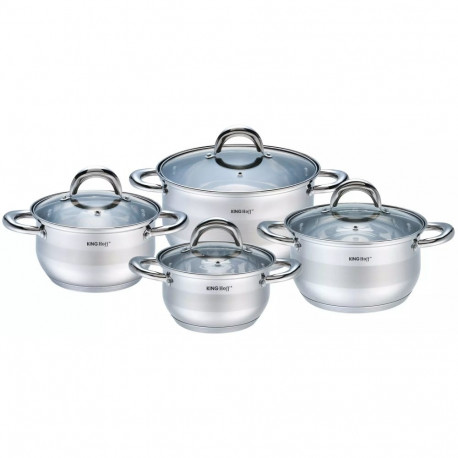 Kinghoff pottide komplekt 8-osaline terasest läbimõõduga 16/18/20/24cm