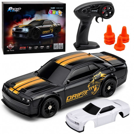 RC-auto driftiks vahetatava kere ja ratastega 4WD 1:43, must