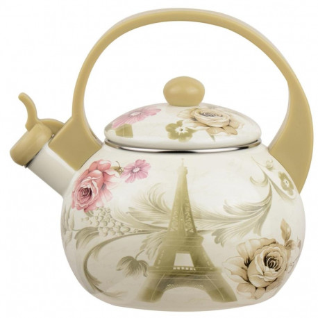 Czajnik z gwizdkiem, stal emaliowana, wzór - paris, 2l, kinghoff, kh-2038