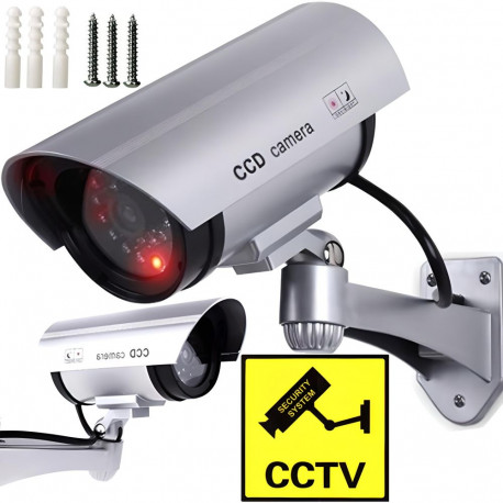 Kamera atrapa ir led kamery zewnętrzna z diodą - srebrna e057