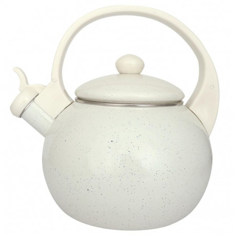 Czajnik emaliowany, z gwizdkiem, 2l, biały, kinghoff, kh-2040
