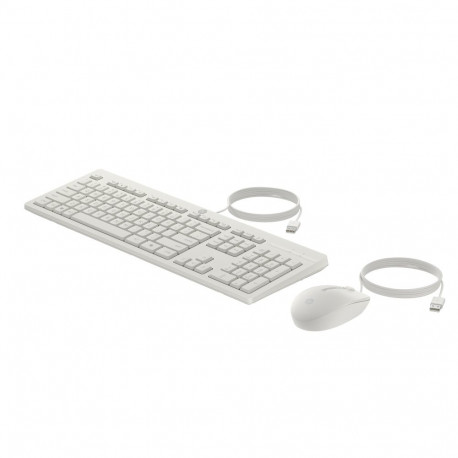 Keyboard and Mouse Combo - HP 225 G2 USB Wired Mouse Keyboard Combo, Copilot Key, Cashmere White