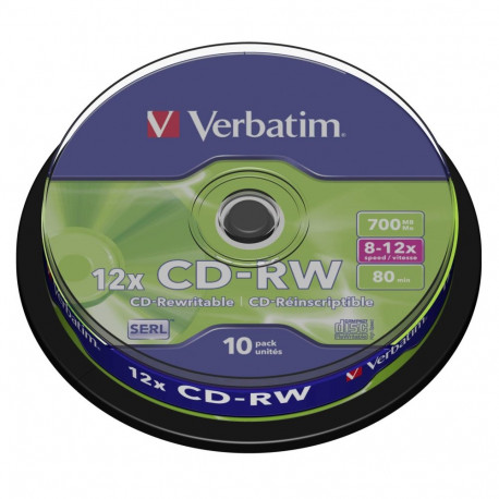 1x10 Verbatim CD-RW 80 / 700MB 10x Speed, Cakebox
