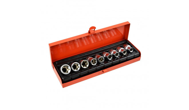 TORX Socket Set E10-E24 CrV 1/2" Drive 9pcs /metal case/ Geko